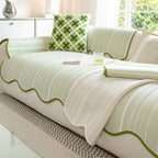 Elegant Herringbone Sofa Cover with Scalloped Edge Ð Stylish Protection for Your Furniture 4