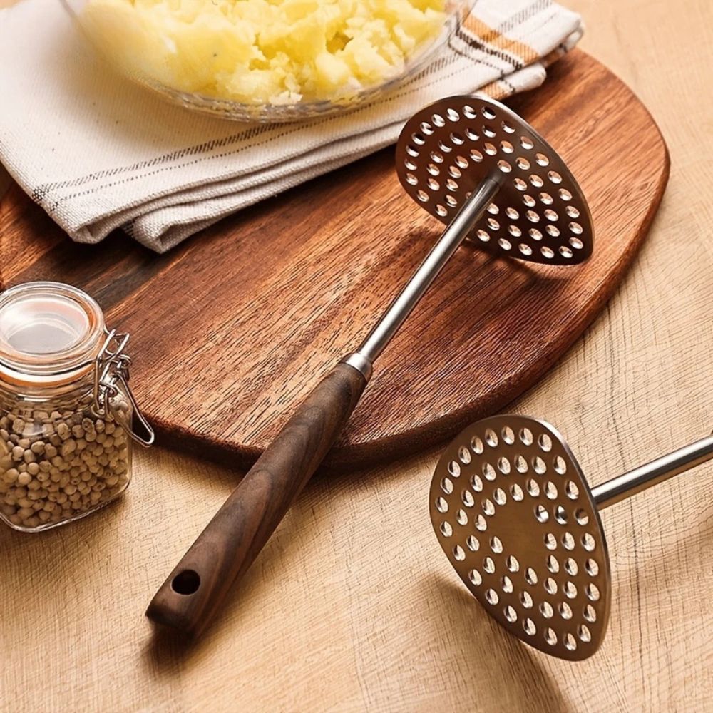 Elegant Stainless Steel Potato Masher with Ergonomic Handle for Smooth Pureeing 0