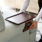 Elegant Wooden Sofa Arm Tray Table with Built-in Cup Holder Ð Perfect for Snacks and Remote Control 0