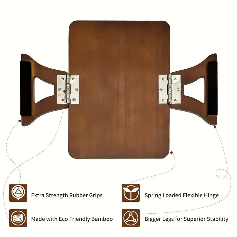 Elegant Wooden Sofa Arm Tray Table with Built-in Cup Holder Ð Perfect for Snacks and Remote Control 2