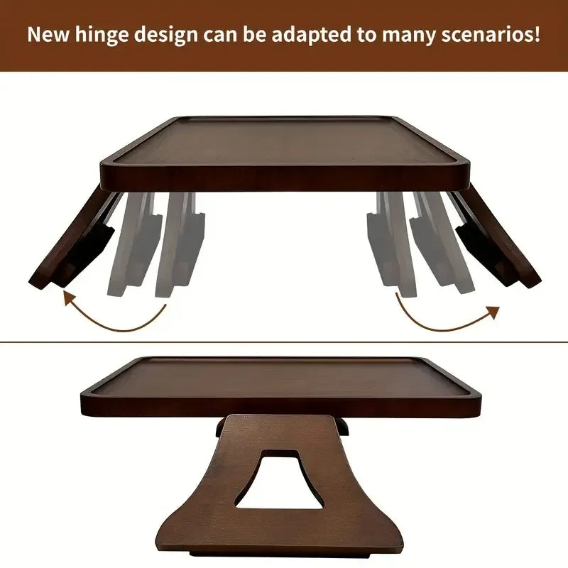 Elegant Wooden Sofa Arm Tray Table with Built-in Cup Holder Ð Perfect for Snacks and Remote Control 3