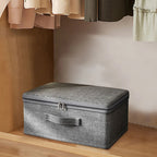 Lightweight, foldable fabric storage box in a stylish gray pattern, perfect for organizing home décor. Ideal for storing toys, clothes, or accessories while 3