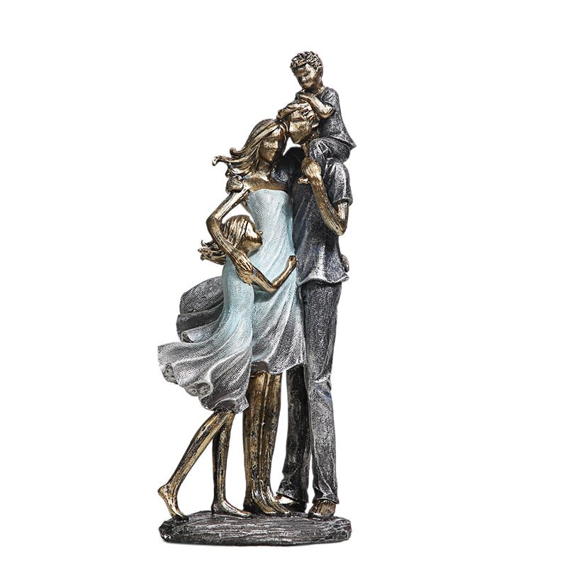 Family figurines – Eco-friendly resin – Multicolored – Heartwarming home decor for living spaces – 4.9 x 3.3 x 11 in 3