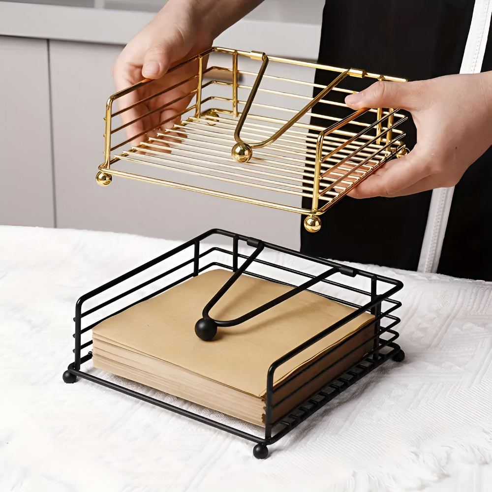 FerroLuxe Iron Napkin Holder – Modern Matte Black Table Accent 1