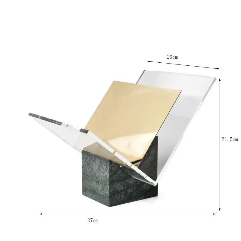 File holder – Marble acrylic – Elegant design – Modern desk organizer – 10.6 x 7.9 x 8.5 in 5