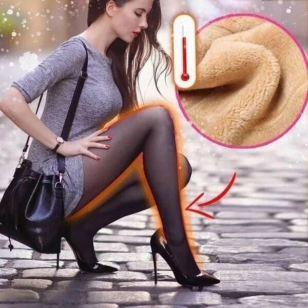 Transparent fleece pantyhose in a stretchy nylon blend, designed for warmth in winter. One size fits most, featuring a sleek, smooth finish for a 2