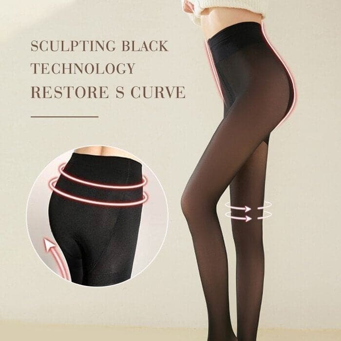 Warm winter fleece pantyhose in a stretchy nylon blend, featuring a transparent look. Ideal for layering and comfort, designed to fit most sizes. Perfect 3
