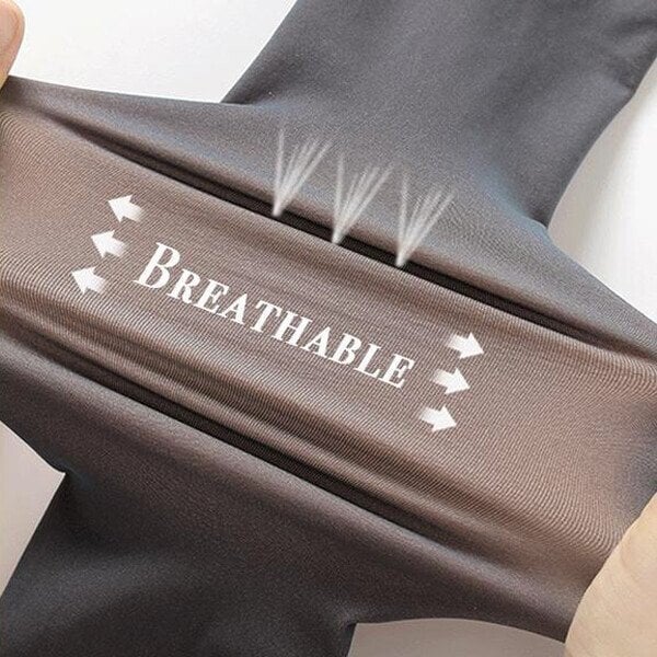 Stretchy nylon blend fleece pantyhose with a transparent look, designed for warmth during winter. One size fits most, offering comfort and versatility in a 4