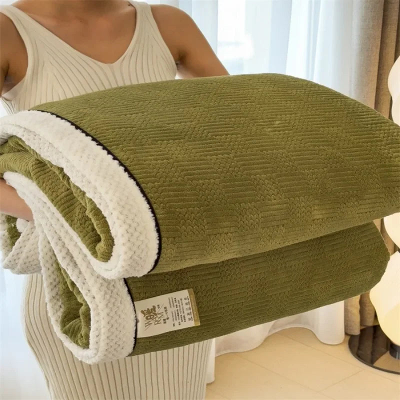 Fleece blanket – Soft jacquard design – Thickened winter warmth – Cozy multifunctional throw – 60 x 80 in 0