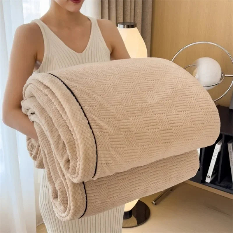 Fleece blanket – Soft jacquard design – Thickened winter warmth – Cozy multifunctional throw – 60 x 80 in 1
