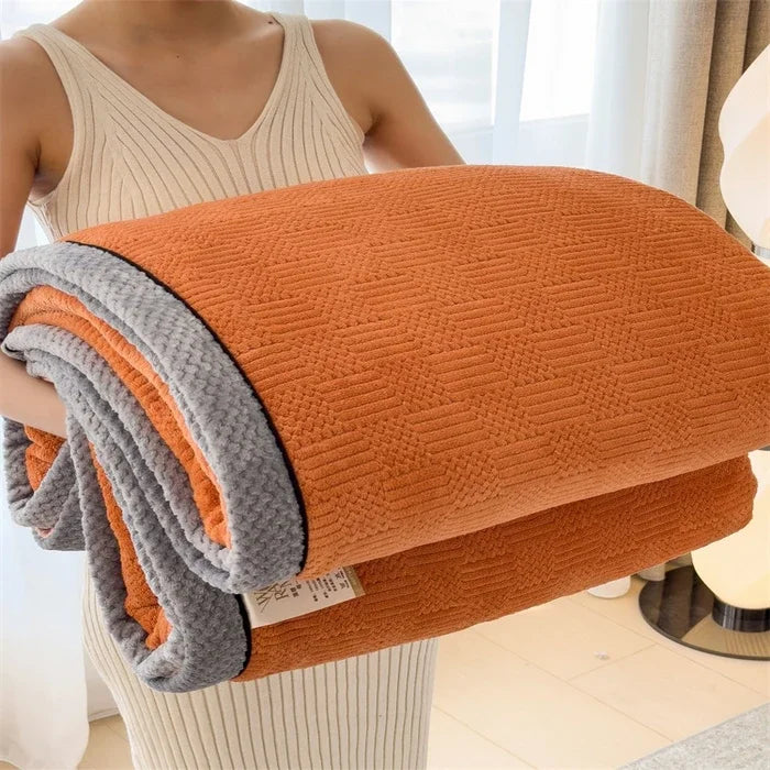 Fleece blanket – Soft jacquard design – Thickened winter warmth – Cozy multifunctional throw – 60 x 80 in 10