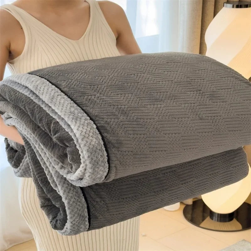 Fleece blanket – Soft jacquard design – Thickened winter warmth – Cozy multifunctional throw – 60 x 80 in 3