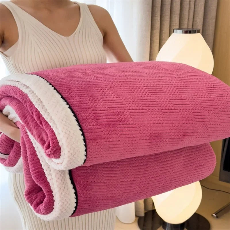 Fleece blanket – Soft jacquard design – Thickened winter warmth – Cozy multifunctional throw – 60 x 80 in 4