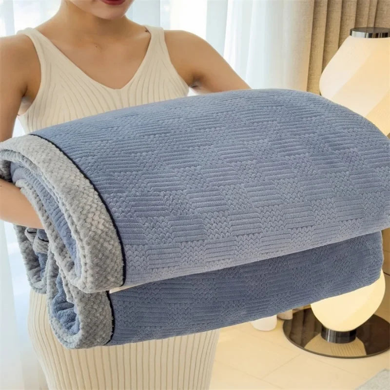 Fleece blanket – Soft jacquard design – Thickened winter warmth – Cozy multifunctional throw – 60 x 80 in 5