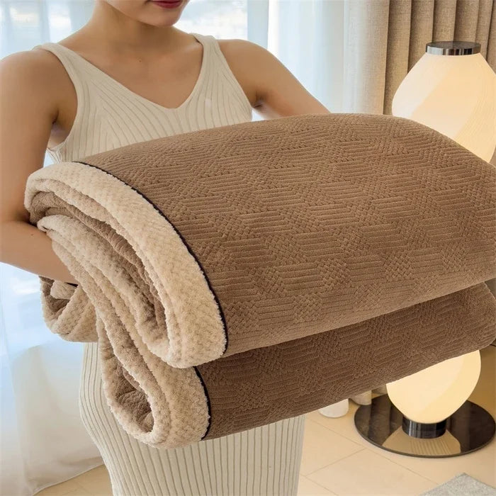 Fleece blanket – Soft jacquard design – Thickened winter warmth – Cozy multifunctional throw – 60 x 80 in 6