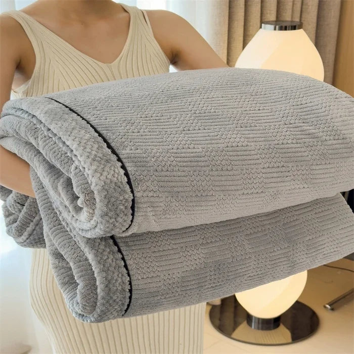 Fleece blanket – Soft jacquard design – Thickened winter warmth – Cozy multifunctional throw – 60 x 80 in 8
