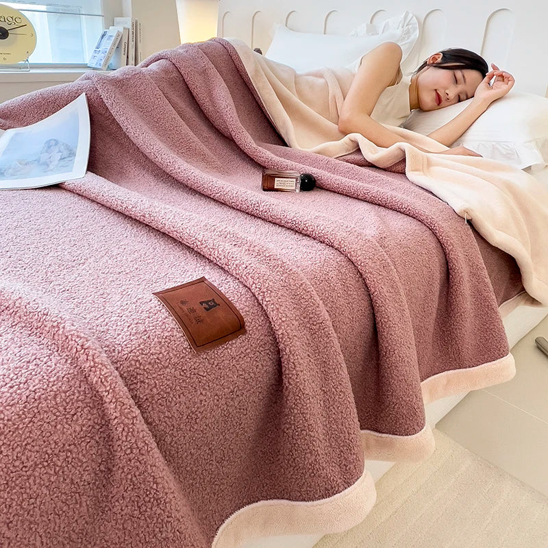 Fleece blanket – Thick teddy fleece – Cozy multi-functional design – Warm for autumn and winter – 60 x 80 in 0