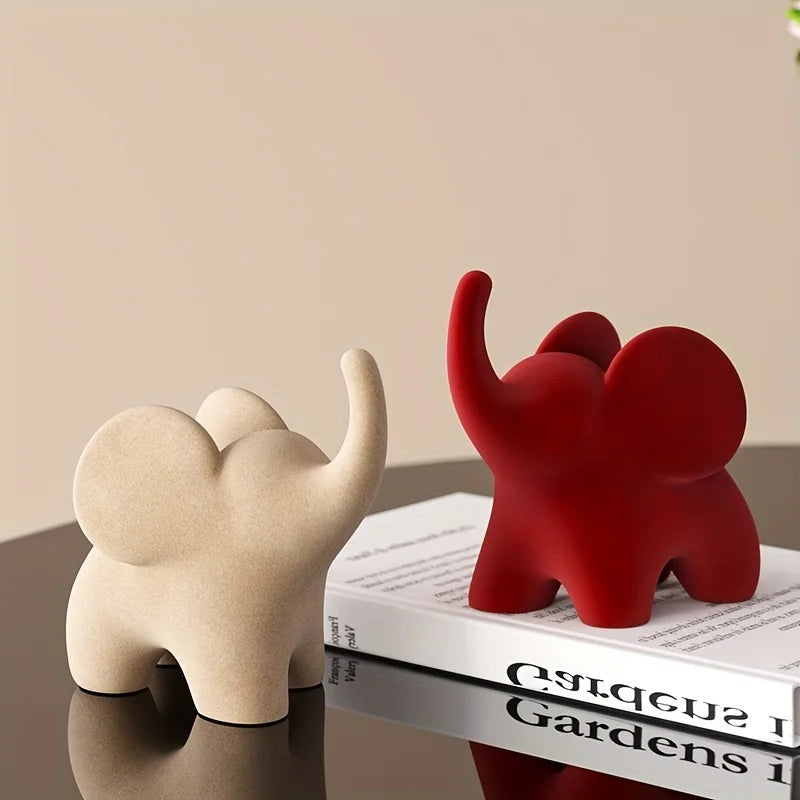 Flocked resin elephant figurine – Soft gray – Charming home decor – Ideal for living room or bedroom – 6 x 4 x 5 in 2