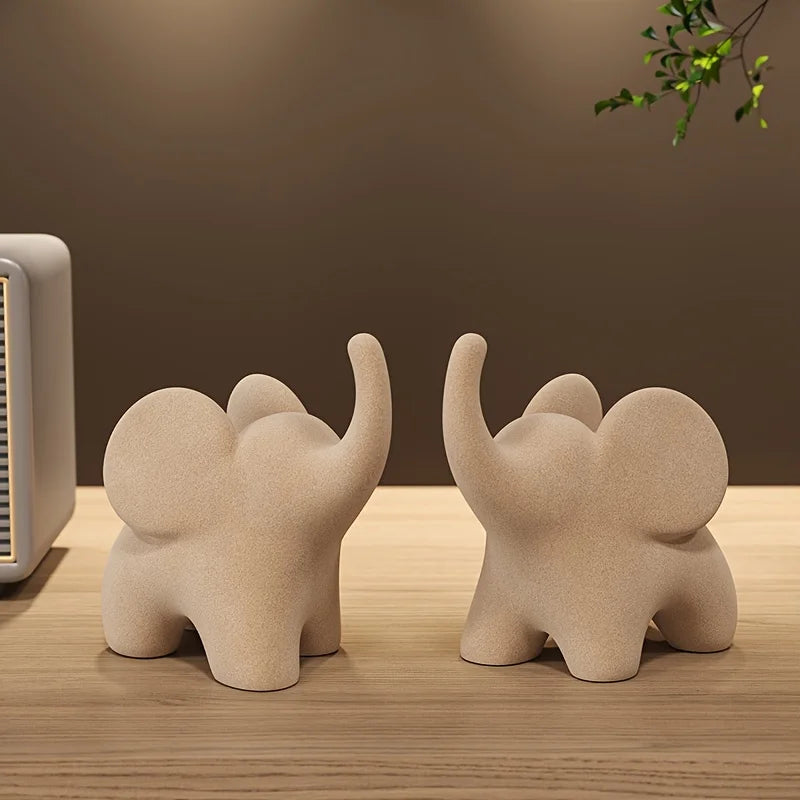 Flocked resin elephant figurine – Soft gray – Charming home decor – Ideal for living room or bedroom – 6 x 4 x 5 in 3