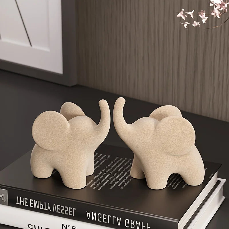 Flocked resin elephant figurine – Soft gray – Charming home decor – Ideal for living room or bedroom – 6 x 4 x 5 in 4
