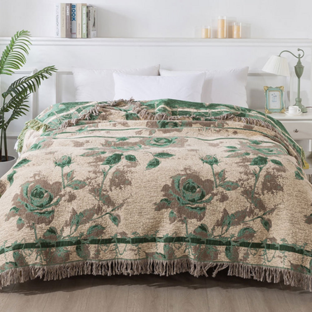 Floral Jacquard Cotton Throw Blanket, 50x60 Inches, Lightweight & Cozy Home Decor 1