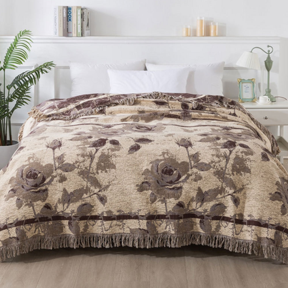 Floral Jacquard Cotton Throw Blanket, 50x60 Inches, Lightweight & Cozy Home Decor 2