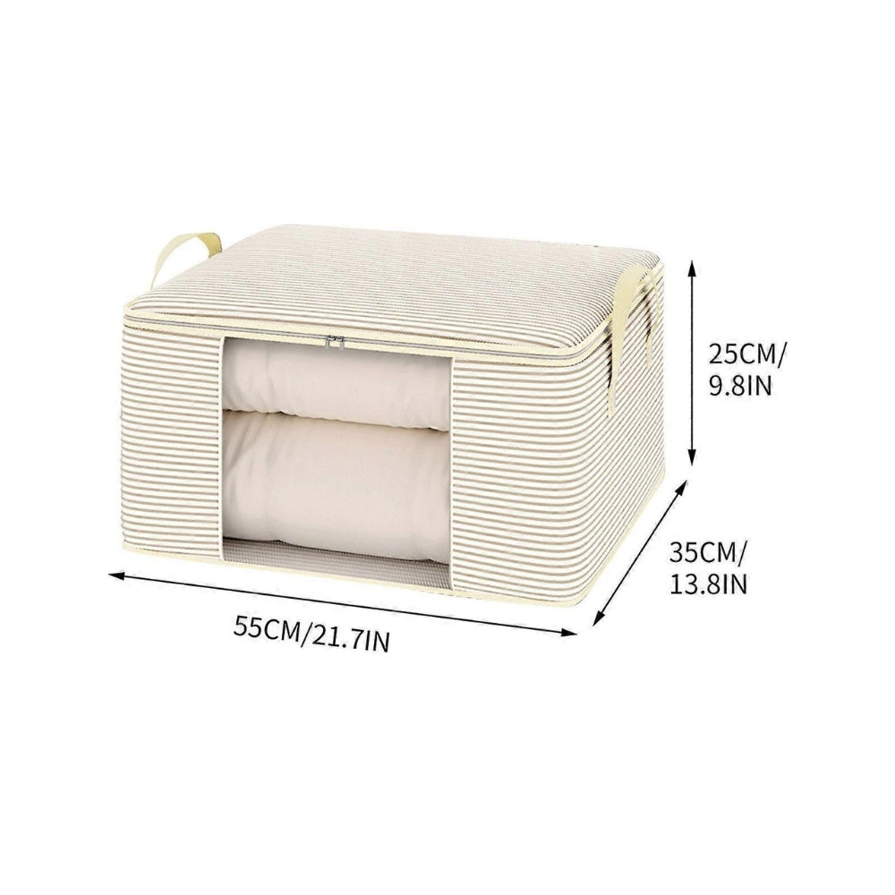 Foldable storage bag featuring a classic stripe design, made from durable fabric. Perfect for home organization, it combines functionality and style with its chic color palette 2