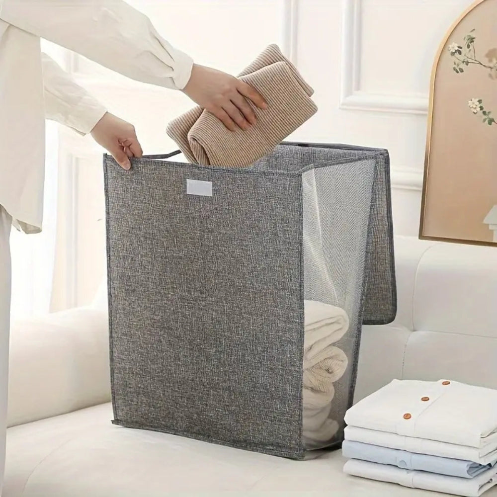 Foldable Wall-Mounted Laundry Basket – Space-Saving Polyester Hamper for Home Organization, Easy Storage, Grey 2
