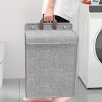 Foldable Wall-Mounted Laundry Basket – Space-Saving Polyester Hamper for Home Organization, Easy Storage, Grey 3