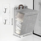 Foldable Wall-Mounted Laundry Basket – Space-Saving Polyester Hamper for Home Organization, Easy Storage, Grey 5