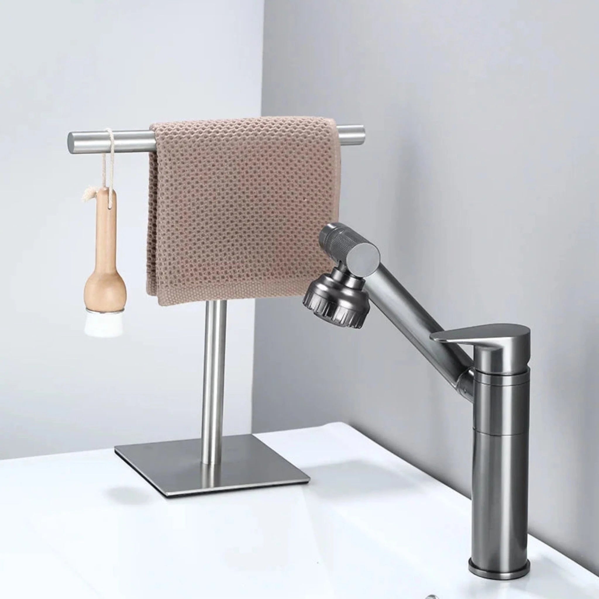 Freestanding Luxe Towel Rack - Stylish Hand Towel Holder for Bathroom Countertop Organization 4