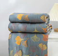 Ginkgo Leaf Throw Blanket – Reversible Cotton Comfort 0