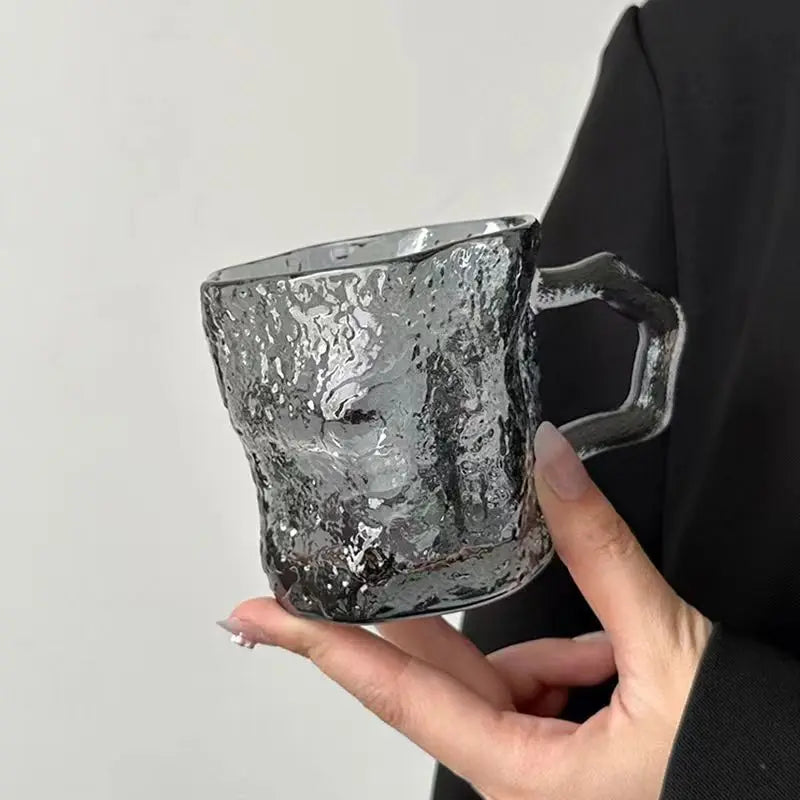 Glass coffee mug – Black rock design – Stylish drinkware for home or office 10