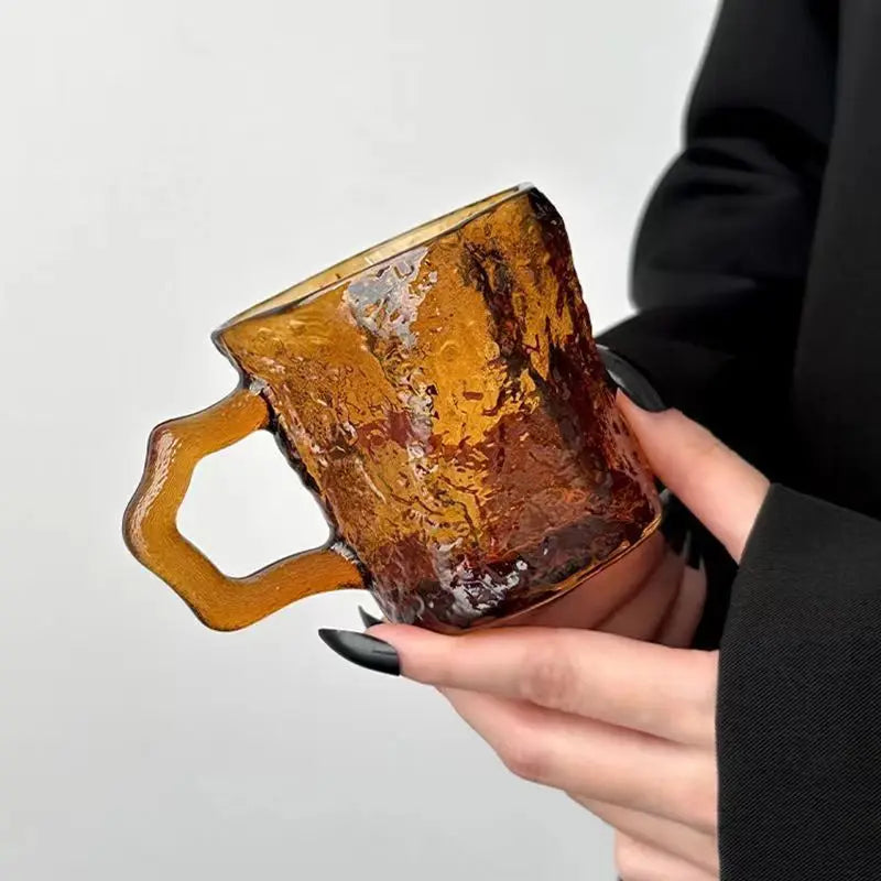 Glass coffee mug – Black rock design – Stylish drinkware for home or office 8