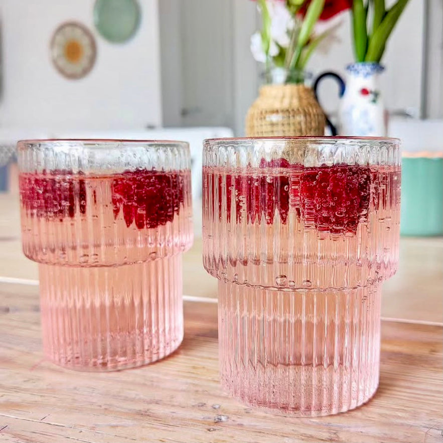 Glassware set – Ribbed design – Stackable – Elegant and practical drinking glasses for home use 1