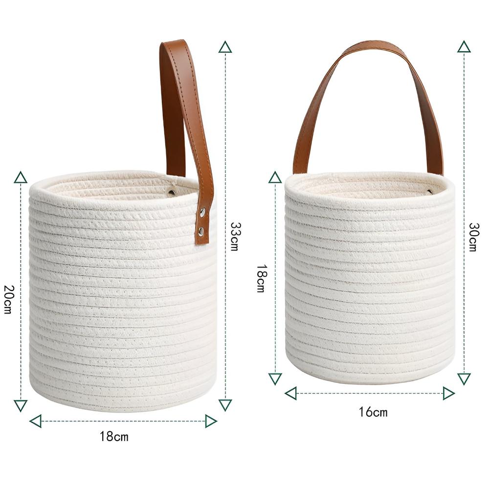 Hanging basket set – Woven cotton rope – Rustic storage solution – Ideal for plants and home décor 5