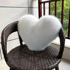 Heart-Shaped Plush Throw Pillow in Soft Faux Fur – Cozy Decorative Couch Pillow for Living Room Accents 1
