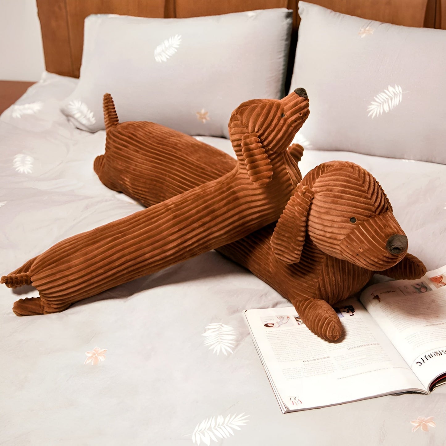 Sweet Corded Dachshund Plush Pillow