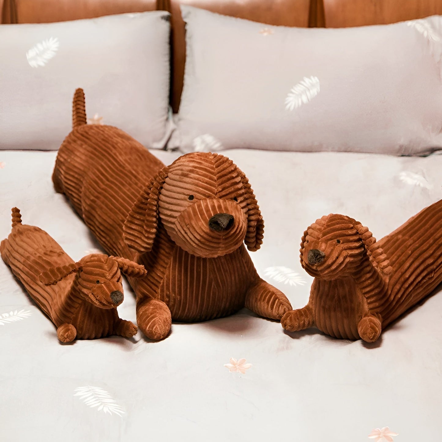 Sweet Corded Dachshund Plush Pillow