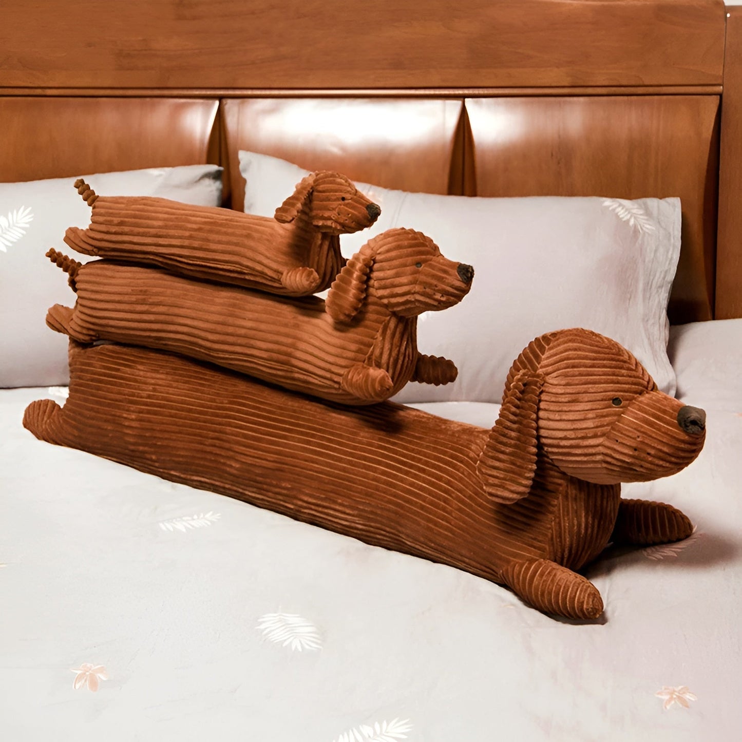 Sweet Corded Dachshund Plush Pillow
