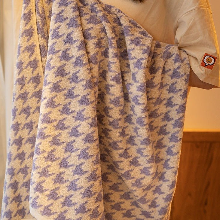 Houndstooth towel set – Soft cotton – Elegant design – Stylish bathroom accessory 13