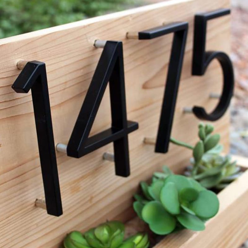 House numbers – Modern black zinc alloy – Floating style – Weather-resistant address signs for enhanced visibility 7