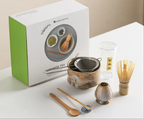 Vintage 7-Piece Matcha Set with Ceramic Bowl, Chasen Whisk, and Bamboo Scoop for Traditional Tea Ceremony