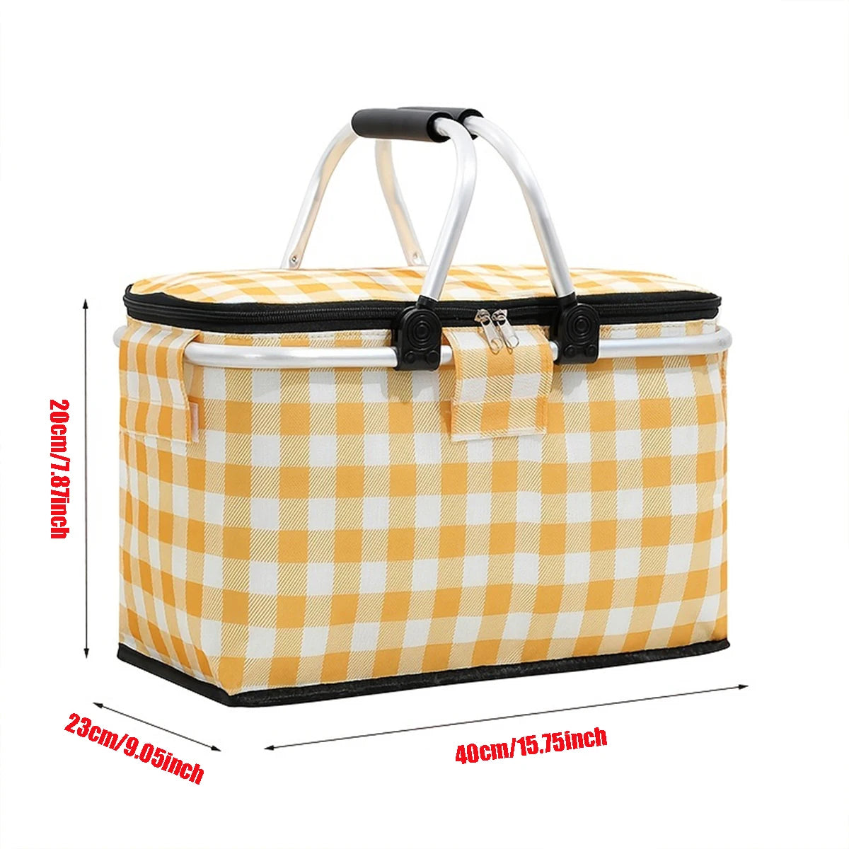 Insulated Picnic Basket Cooler - Foldable Handheld Design, Spacious 15.7x9.1x7.9 Inches for Outdoor Use 1