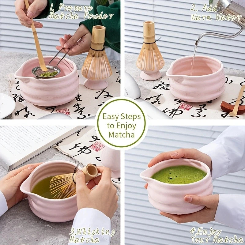 Japanese Ceramic Matcha Set with Bowl, Whisk, and Accessories - Complete Matcha Tea Starter Kit 3