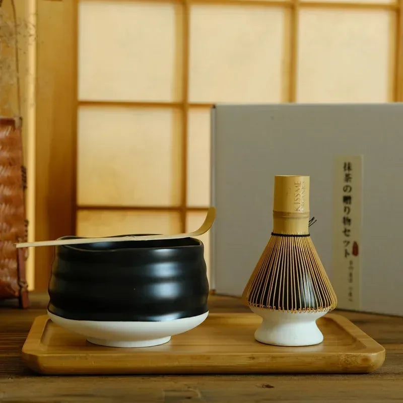 Japanese Matcha Set - 4-Piece Bamboo Whisk and Teaspoon for Tea Making, Perfect Matcha Gift Set or Starter Kit 4