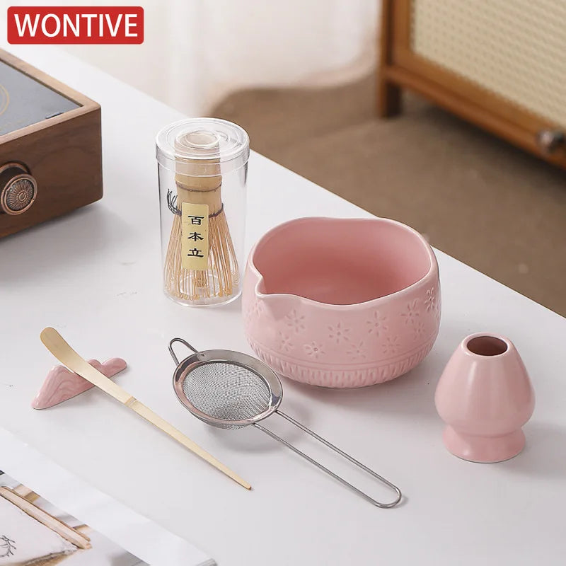 Japanese Matcha Set - Ceramic Bowl, Bamboo Whisk, and Tea Scoop for Authentic Matcha Experience 3