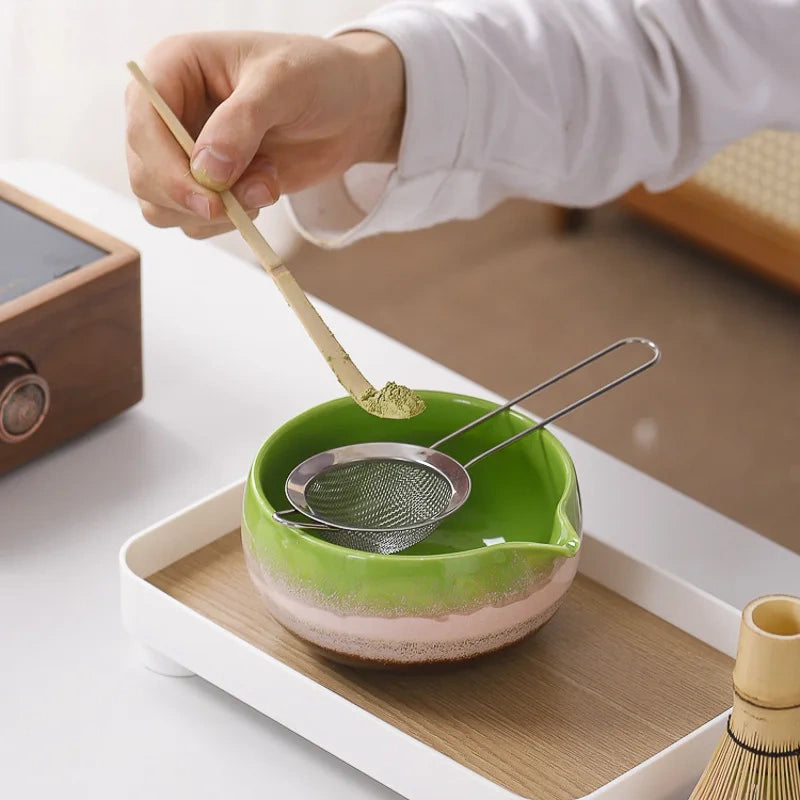 Japanese Matcha Set - Ceramic Bowl, Bamboo Whisk, and Tea Scoop for Authentic Matcha Experience