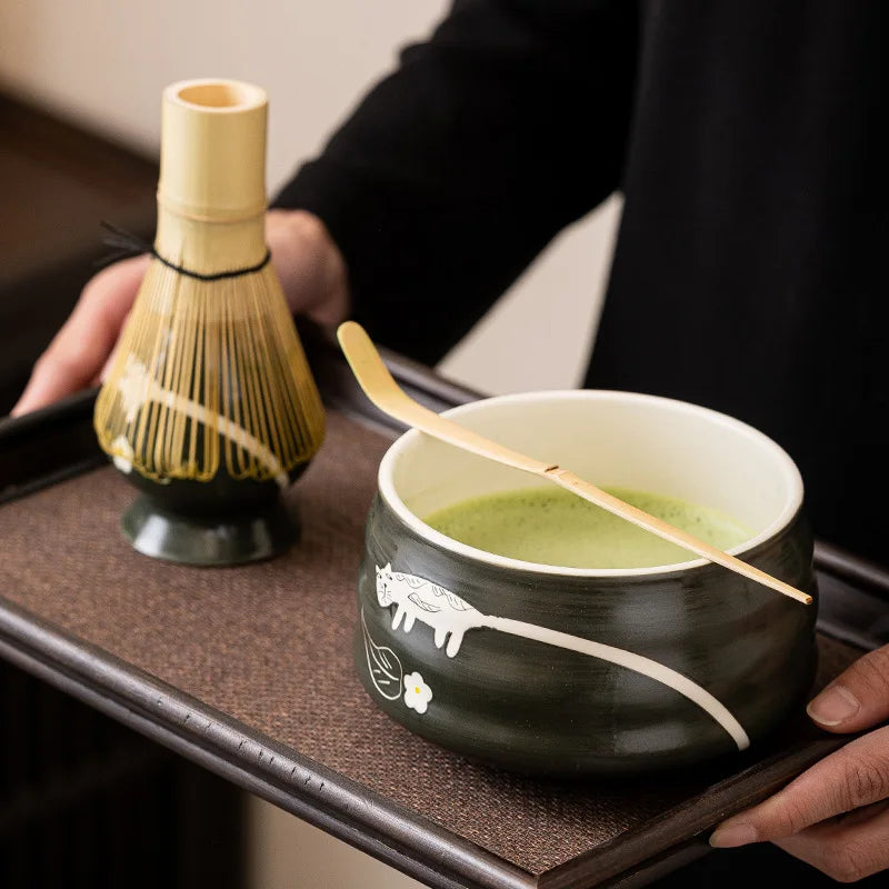 Japanese Matcha Tea Set - 5-Piece Ceramic Matcha Set with Whisk, Scoop, and Holders - Perfect Tea Gift Set 0