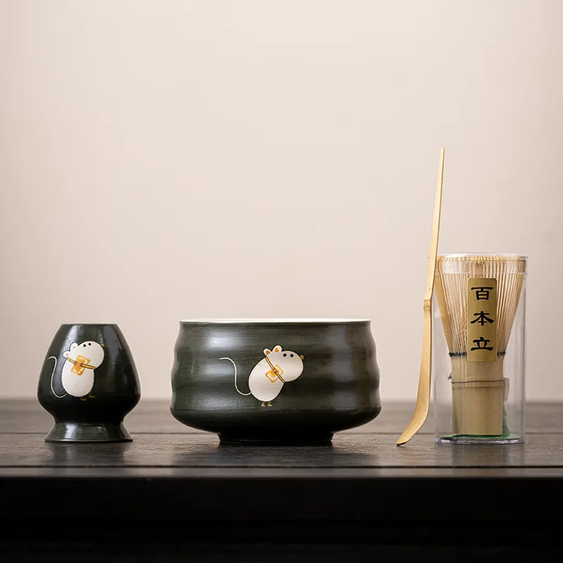 Japanese Matcha Tea Set - 5-Piece Ceramic Matcha Set with Whisk, Scoop, and Holders - Perfect Tea Gift Set 2